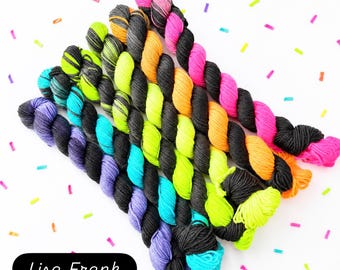 LISA FRANK Neon Mini Skein Set of 6 Varigated Mini Skeins!