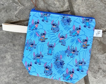 STITCH Knitting Project Bag Sock Sack! DISNEY Zippered Top Box Bottom 1-2 Skein Size!!