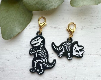 DINOSAUR FOSSILS Enamel and Gold Knitting Progress Keepers Set of 2