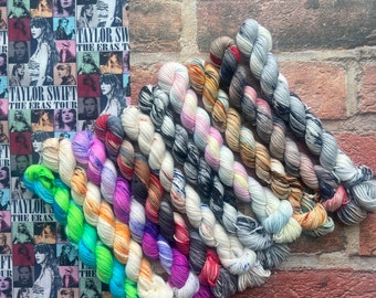 TAYLOR SWIFT Albums Speckled Mini Skein Set of 10 Hand Dyed Mini Skeins, 200 grams total!