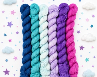 UNICORN DREAMS Mini Skein Set of 6 Pretty Tonal Mini Skeins!