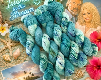 ISLANDS in the STREAM Dolly Parton Inspired Speckled Hand Dyed Fingering Sock and DK Yarn!