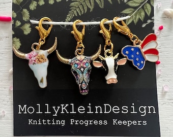 Nashville Gal Enamel and Gold Knitting Progress Keepers Set of 4