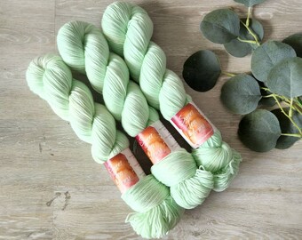 CUCUMBER Hand Dyed Tonal Mint Green Merino Wool Yarn! Sweet Sock Fingering or DK Available