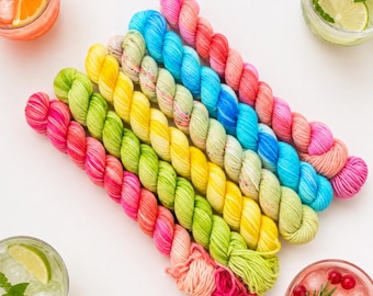 SUMMER COCKTAILS Mini Skein Set of 6 Variegated and Speckled Mini Skeins!
