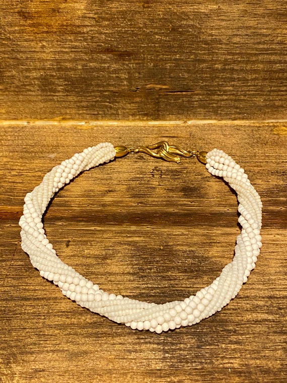 MultiStrand White Chunky Beaded Necklace - image 3