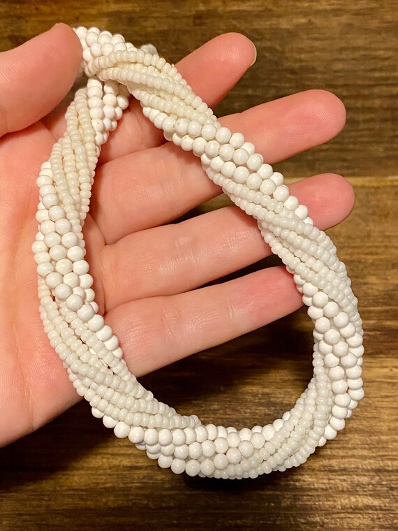 MultiStrand White Chunky Beaded Necklace - image 5