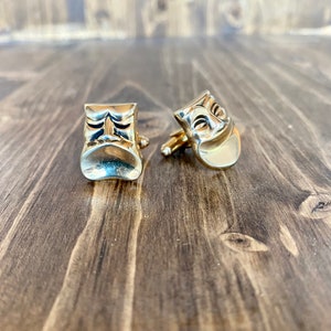 Theater Faces Cuff Links / Actor Jewelry / Theater Masks Happy and Sad Face Cuff Links / Comedy and Tragedy