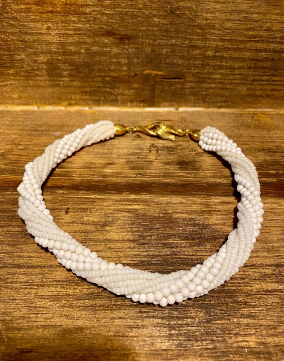 MultiStrand White Chunky Beaded Necklace - image 1