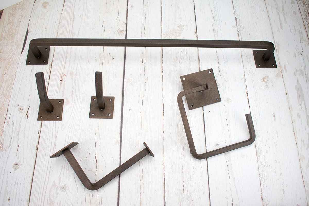 Bathroom Set Hand Forged Iron 5 Piece Bathroom Decor - Etsy