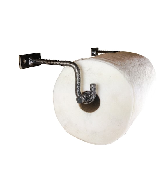 Under Cabinet Mount Paper Towel Holder With Curved Ends Hand Forged -   Israel