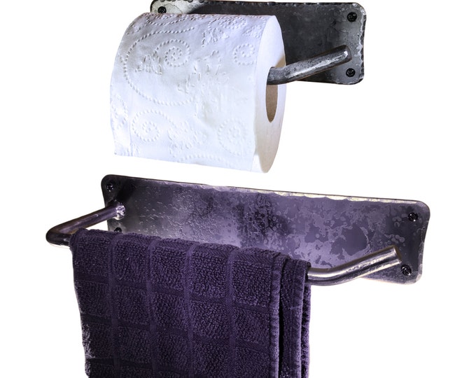 Hand Towel and Toilet Paper Holder Combo - Hand Forged