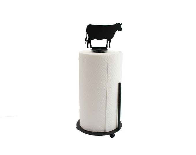 Paper Towel Holder with Cow Top - Farmhouse Kitchen Decor - Metal Paper Towel Holder - Kitchen Decor - Paper Towel  - Standing Holder