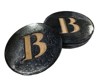 Forged Iron Circle Monogram Coasters - Set of 4