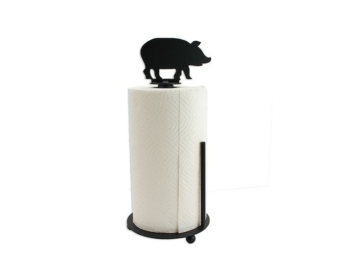 Paper Towel Holder with Pig Top - Farmhouse Kitchen Decor - Metal Paper Towel Holder - Kitchen Decor - Paper Towel  - Standing Holder