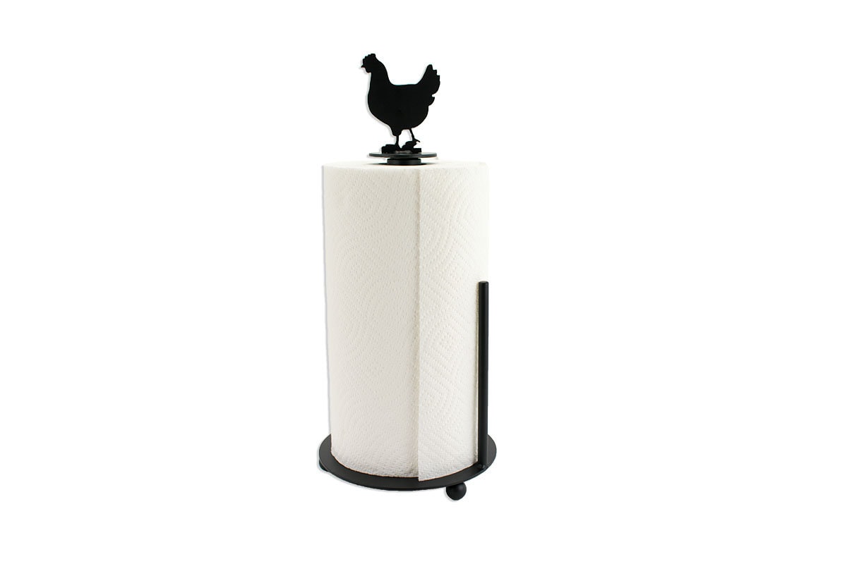 Black Grand Rooster Wall Mounted Kitchen Paper Towel Holder