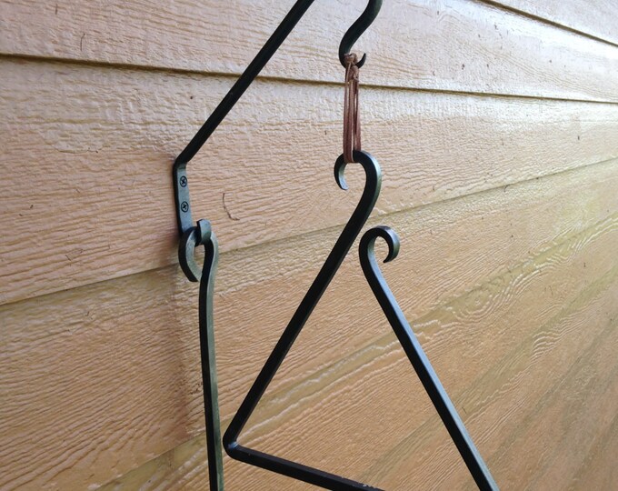 Hand Forged Square Bar Dinner Triangle and Mounting Hook