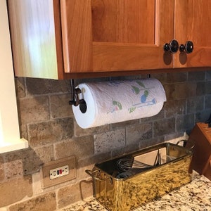 Under Cabinet Mount Paper Towel Holder With Curved Ends Hand Forged 