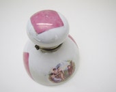 Antique Inkwell, Porcelain Lustre Inkwell, Transferware Scene Inkwell, Inkwell Antique, European Inkwell, Hinged Inkwell, Porcelain Inkwell