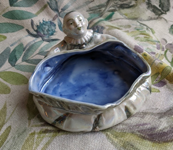Antique Clown Dish, Opalescent Clown Dish, Iridesc