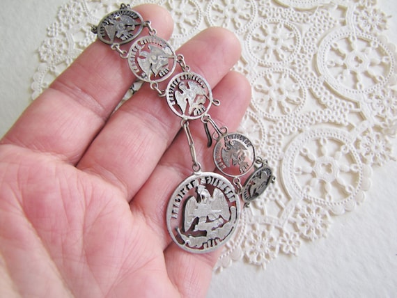 Vintage Mexican Coin Bracelet, 1800's Mexican Silv