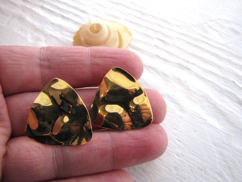 Gold Triangle Studs Gold Triangle Earrings Large Studs 1980/'s Studs Large 1980/'s Studs Large Gold Studs Large Triangle Studs