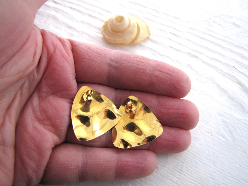 Gold Triangle Studs Gold Triangle Earrings Large Studs 1980/'s Studs Large 1980/'s Studs Large Gold Studs Large Triangle Studs