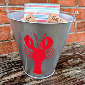 Red Lobster Crayfish Bucket, 2 Crab Mallets, Colorful Napkins Gift Set