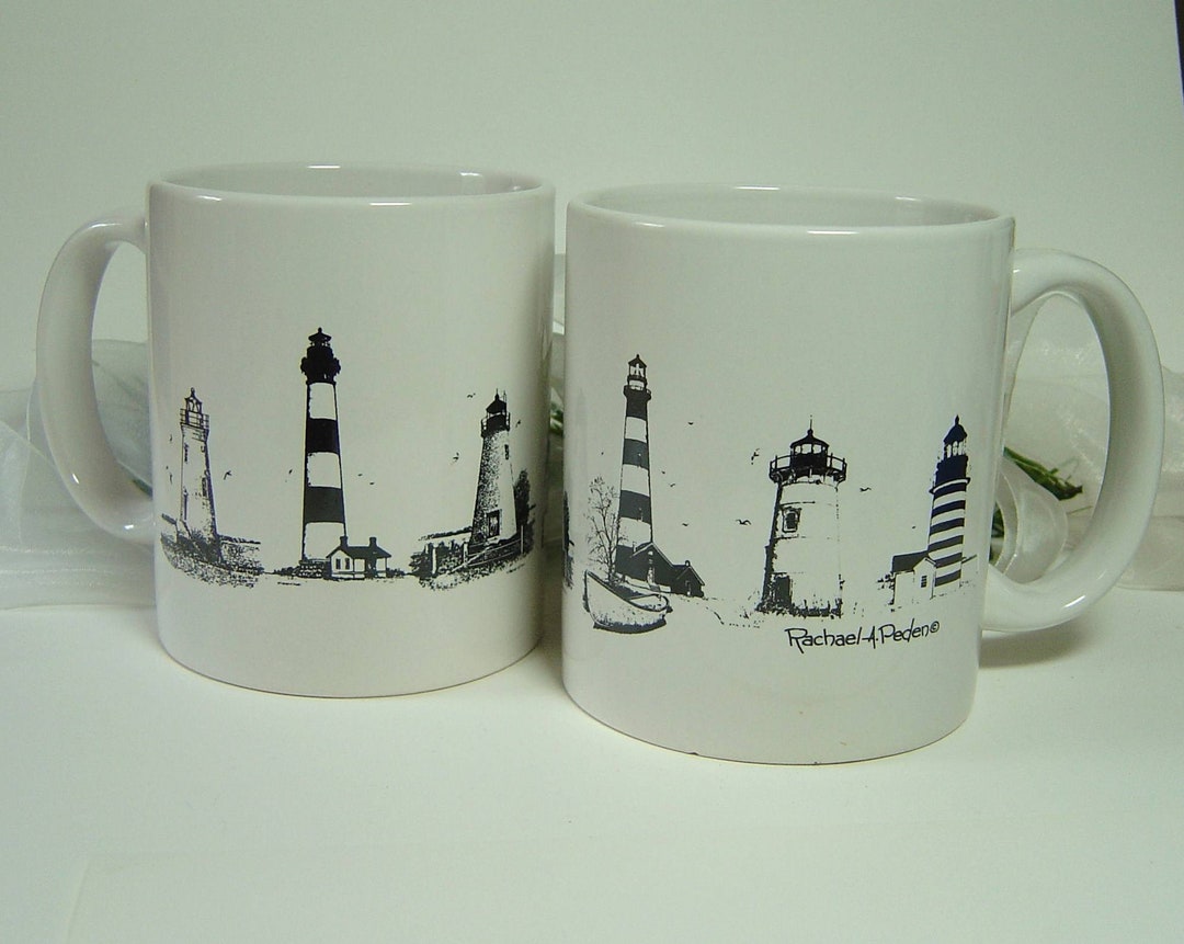2 East Coast Lighthouse Coffee Mugs, Pair of 11 Oz Mugs Etsy