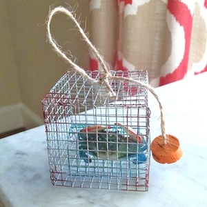 Miniature Crab Pot, nautical decor, ornament, personalized free