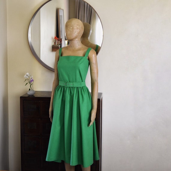 emerald green linen dress