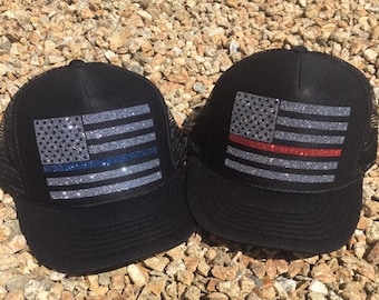 Thin Red Line Hat Cap Fire Lives Matter Black Red One Size Men Adult NEW