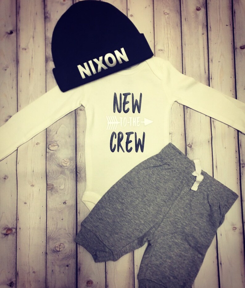 Customization. New to the Crew Newborn outfit Baby Boy Clothing Set