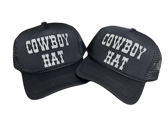 Customizable Glitter Cowboy Hat: Women's Black Trucker Hat