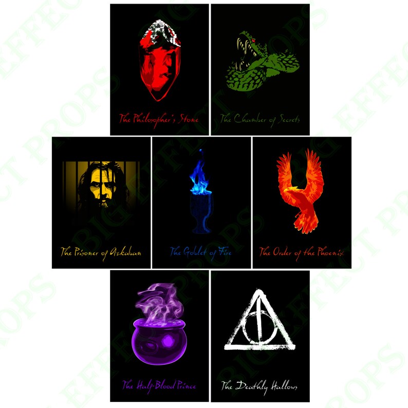 All 7 Harry Potter Book Jackets Etsy
