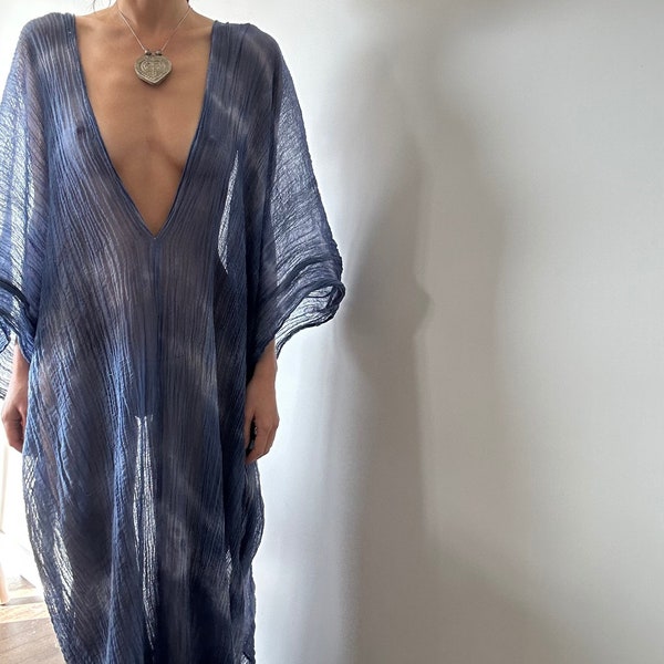 Indigo caftan dress