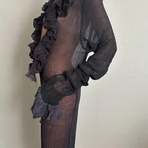 white and black ruffle dress
