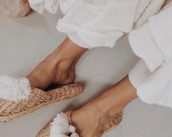 Indoor straw slippers gift shoes slippers house warming gift spa eco friendly mother&#39;s day gift lounge wear