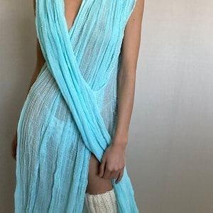 Vestido azul agua