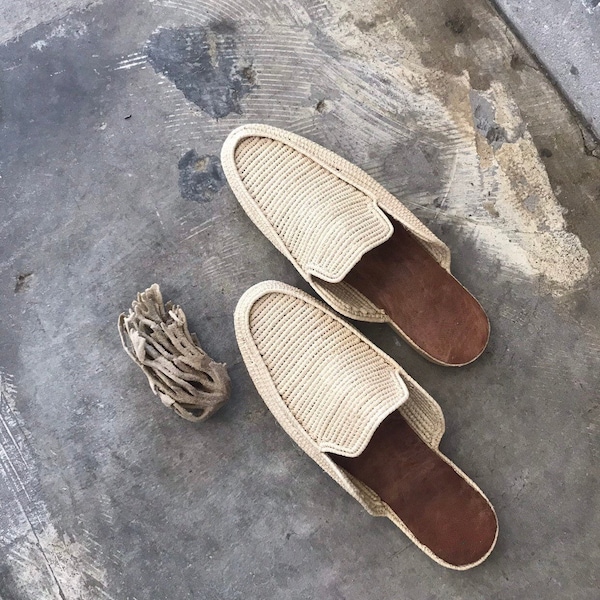 Morrocan raffia slides shoes, summer slippers light  Gucci style