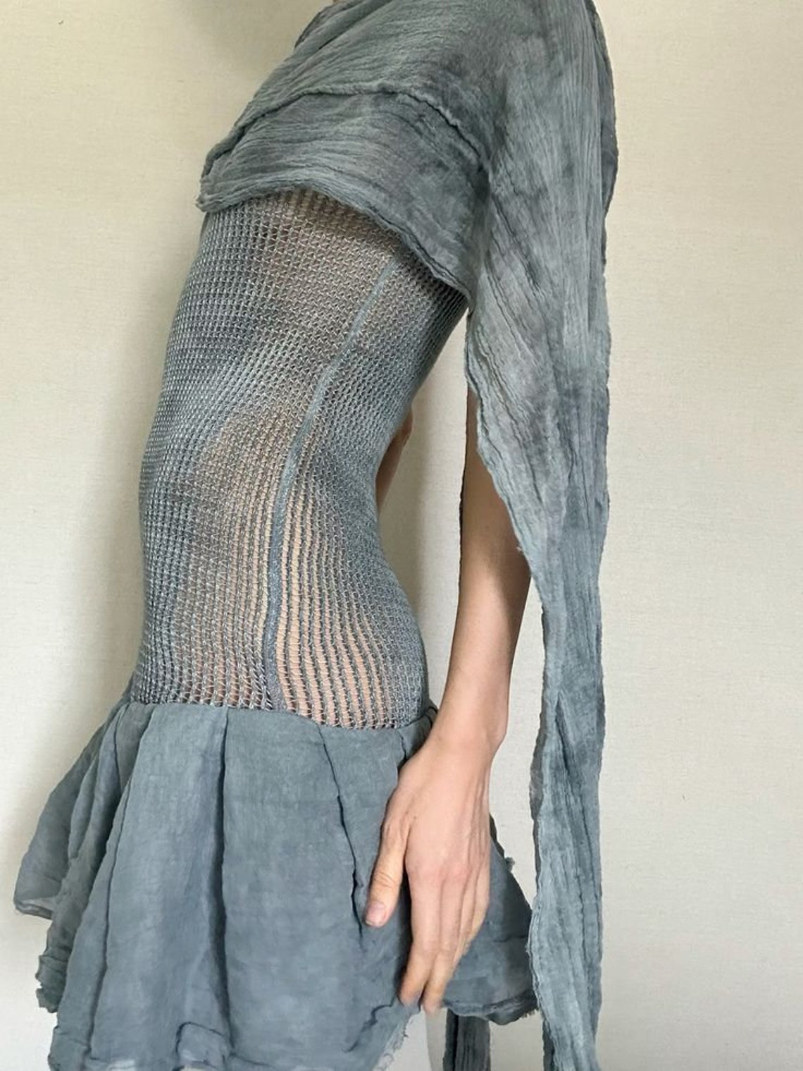 Black and Gray Net Dress - Etsy