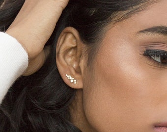 Sterling Silver Cluster ear climbers | Cluster earrings | Unique ear climbers | Every day earrings | Bridal party gift | Wedding earrings