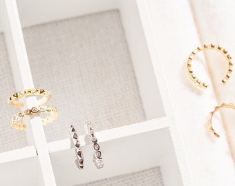 Sterling Silver / Gold Plated ear cuff - spike ear cuff - no pierce earring - dainty ear cuff - bezel ear cuff - hypoallergenic ear cuff