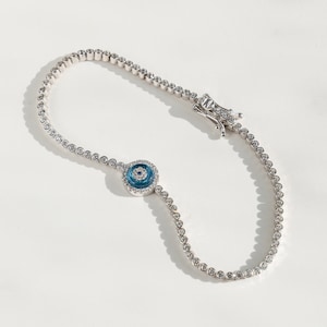 Sterling Silber Auge Armband - Auge Armband - Auge Armband - dünnes Tennis Armband mit bösem Auge - Geschenk