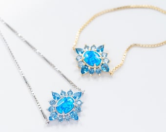 Opal cluster bracelet, something blue bracelet, blue gemstone bracelet, bridal party gift, unique opal bracelet, adjustable size bracelets