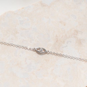 Sterling Silber Böse Auge Armband | Böses Auge Armband Rose Gold | Zierliches Auge Armband | Winziges Augenarmband | Glück Armband |