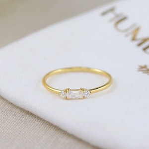 Sterling Silver / Gold plated / Rose Gold plated Baguette ring | dainty stackable rings | rose gold ring | silver dainty ring | 3 stone ring