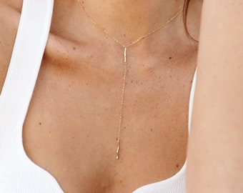 Gold Lariat necklace  |  Gold Y necklace  | Dainty lariat necklace |  Layering gold jewelry |  Simple lariat necklace | layering necklace