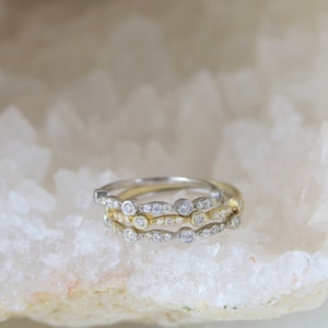 Sterling Silver / Gold plated halfway eternity band | Silver stackable band | Unique stackable bands | vintage looking bands | everyday ring
