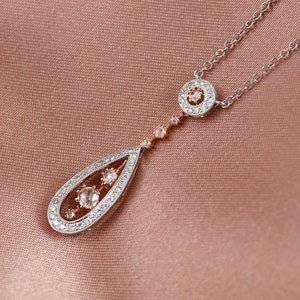 18kt White & Rose gold Diamond and Rose Cut diamond Necklace | rose cut diamond necklace | wedding gift | one of kind necklace |
